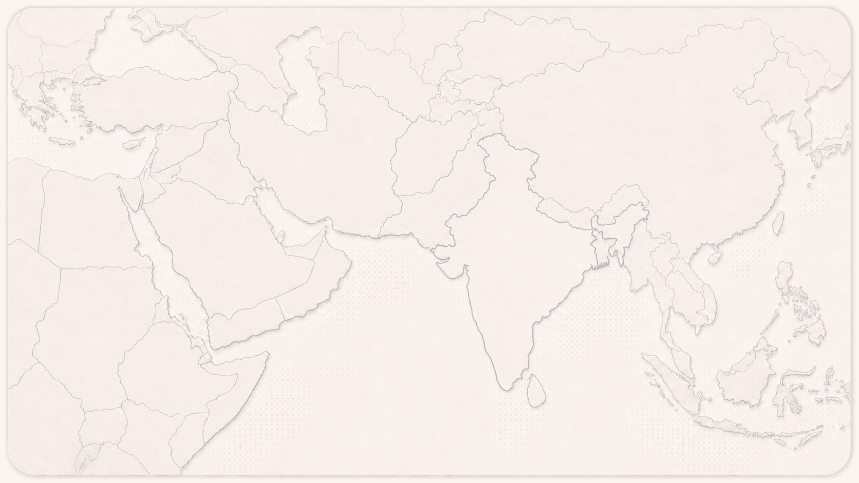 Regional map showing the Middle East and India